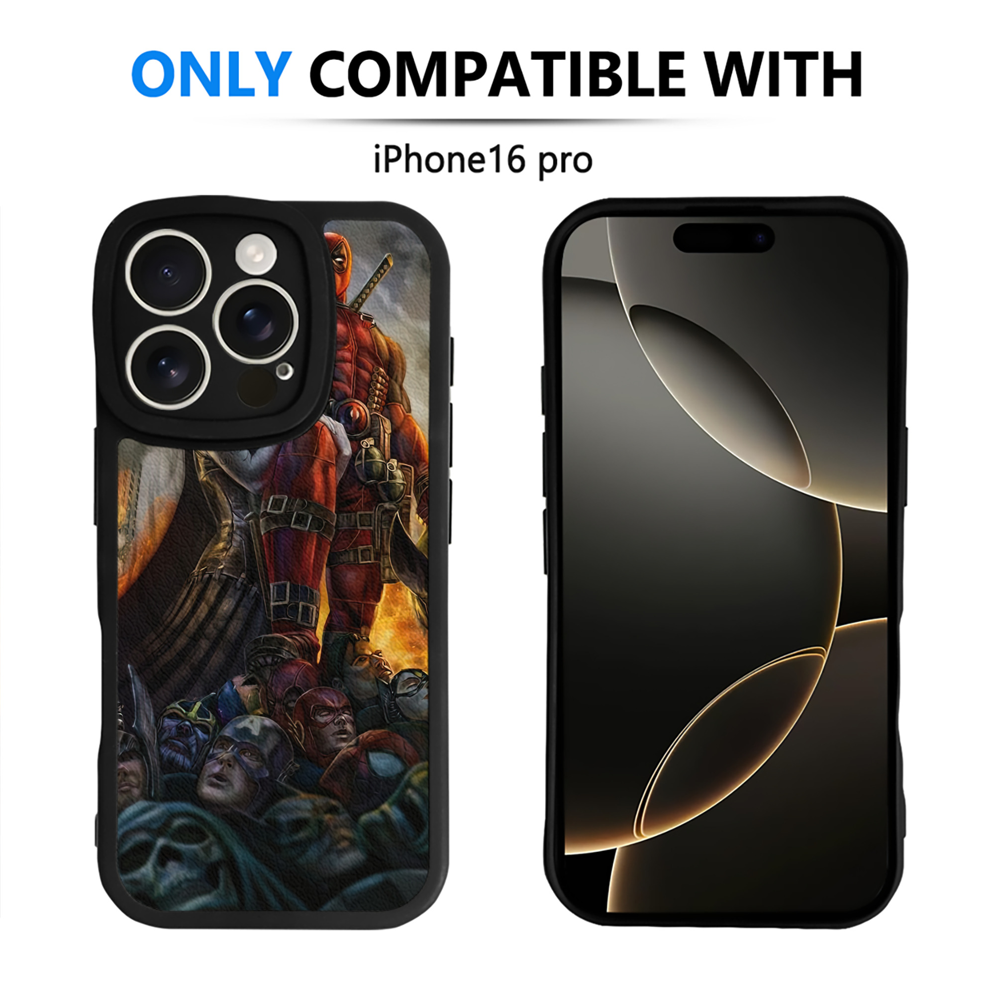 （画像用） Deadpool デッドプール 【iPhone 16シリーズ対応】シリコンスマホケース（レザー調） 材質：シリコン